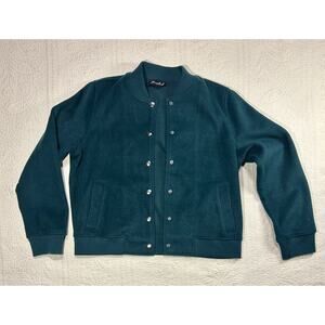 Marled by Reunited Clothing Teal Bomber Jacket Size M Wool-Like Snap Front
